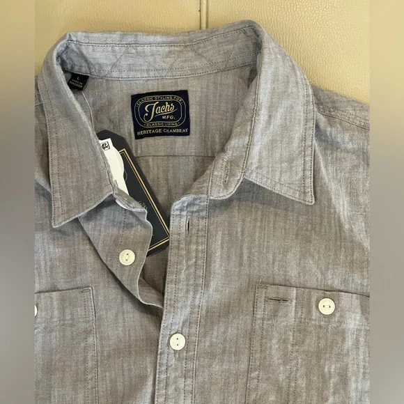 JACHS New York “The Vintage Chambray Shirt” Button down in Grey Large NWT
